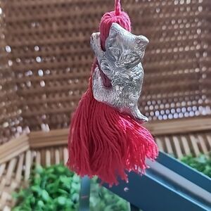 Vintage Pewter Kitten In The Yarn Tassel Lenox Kirk Stiff Collection